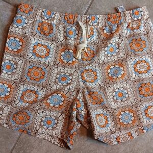Orange and Blue Geometric Board Shorts